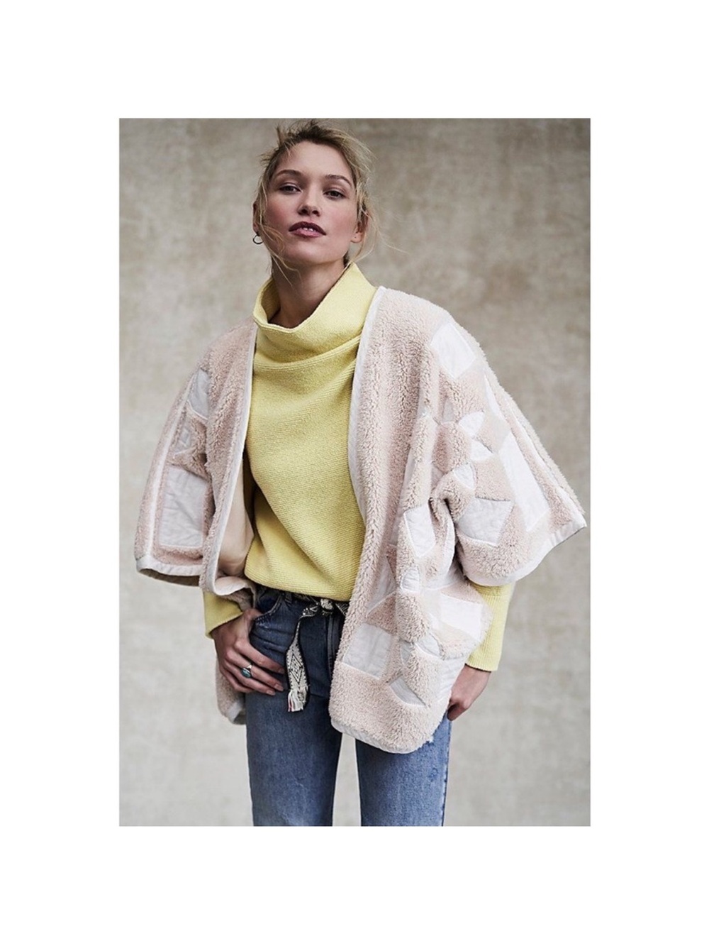 Free People Heirloom Cardigan Size M Cream/White Open Cardigan